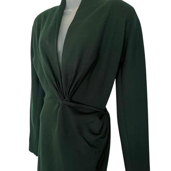 Vintage Donna Karan Black Label Archival Green Wool Wrap Dress Union-Made Size S - Picture 8 of 14